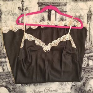 Victoria's Secret Black Satin Chemise Slip